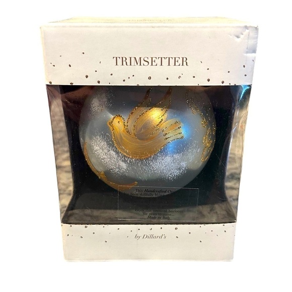 New Dillard's Trimsetter Glass Hand Painted Doves Christmas Ornament Italian - Picture 1 of 5